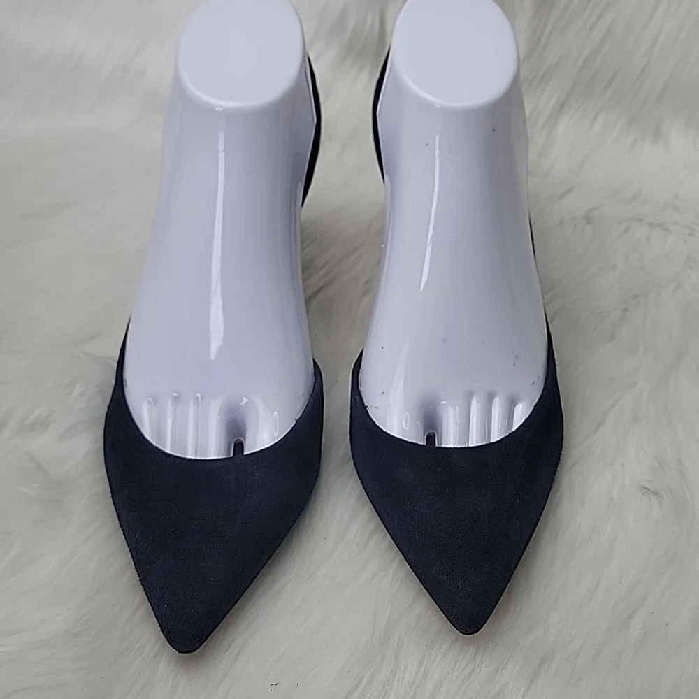 J.CREW Navy Blue Suede d'Orsay Office Party Professional‎ Pointed Toe Heels 8.5